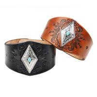 Leather Bracelet, with Natural Turquoise & Zinc Alloy, plated, Unisex & adjustable 52mm Approx 9.4 Inch 