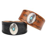 Leather Bracelet, with Synthetic Turquoise & Zinc Alloy, plated, Unisex & adjustable 40mm Approx 9.6 Inch 