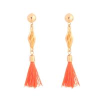 Fashion Tassel Earring, Zinc Alloy, with Nylon Cord, gold color plated, for woman, lead & cadmium free, 70mm 