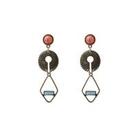 Turquoise Zinc Alloy Earring, with Synthetic Turquoise, stainless steel post pin, antique gold color plated, for woman, lead & cadmium free 