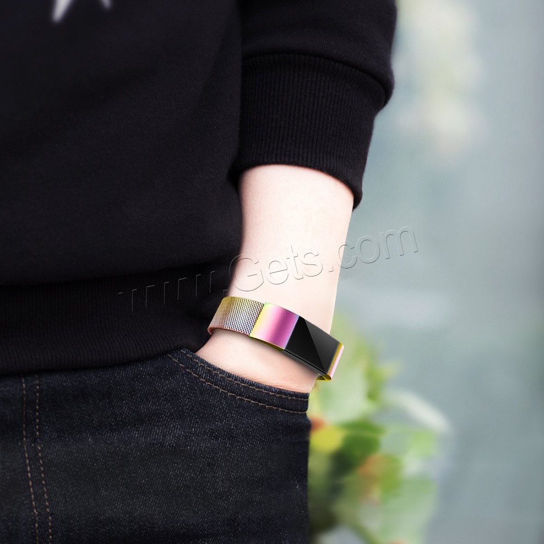 Нержавеющая сталь 316 Один кусок Смотреть Band, Другое покрытие, для Fitbit заряда 2 & различной длины для выбора & Мужская, Много цветов для выбора, продается PC