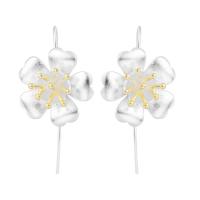 Brass Drop Earring, Flower, plated, for woman, nickel, lead & cadmium free, 17.6mm 