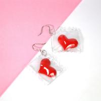 925 Sterling Silver Drop Earring, with Plastic, Heart, for woman 
