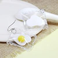 Sterling Silver Drop Earring, 925 Sterling Silver, with Plastic, Fried Egg, platinum plated, for woman 
