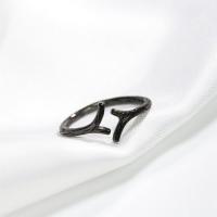 Sterling Silver Finger Ring, 925 Sterling Silver, Branch, plumbum black color plated, adjustable & for woman, US Ring .5 