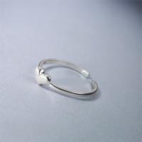 Sterling Silver Finger Ring, 925 Sterling Silver, Heart, adjustable & brushed & for woman US Ring 