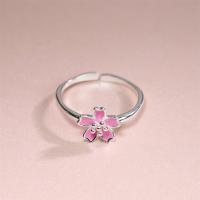 Sterling Silver Finger Ring, 925 Sterling Silver, Flower, adjustable & for woman & enamel, US Ring .5 