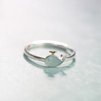 Sterling Silver Finger Ring, 925 Sterling Silver, Dolphin, adjustable & for woman & enamel, US Ring 