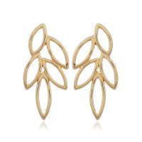 Zinc Alloy Stud Earring, stainless steel post pin, Leaf, gold color plated, for woman, lead & cadmium free 