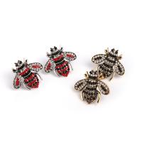 Zinc Alloy Stud Earring, stainless steel post pin, Bee, plated, for woman & with rhinestone lead & cadmium free 
