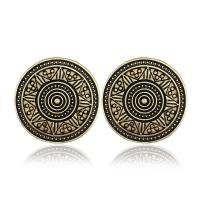 Zinc Alloy Stud Earring, stainless steel post pin, Flat Round, antique bronze color plated, for woman, lead & cadmium free, 26mm 