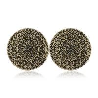 Zinc Alloy Stud Earring, stainless steel post pin, Flat Round, antique bronze color plated, for woman, lead & cadmium free, 27mm 