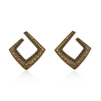 Zinc Alloy Stud Earring, stainless steel post pin, Rhombus, antique bronze color plated, for woman, lead & cadmium free 