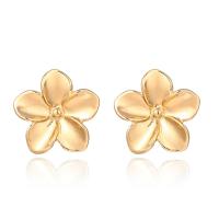 Zinc Alloy Stud Earring, stainless steel post pin, Flower, gold color plated, for woman, lead & cadmium free, 32mm 