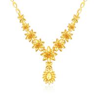 Ожерелье ручной латунные, Латунь, с 2inch наполнитель цепи, Форма цветка, плакирован золотом, Овальный цепь & Женский, 23mm, длина:Приблизительно 20 дюймовый, продается Strand