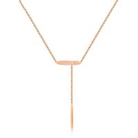 Titanium Steel Jewelry Necklace, with 2inch extender chain, rose gold color plated, oval chain & for woman & with cubic zirconia Approx 17 Inch 