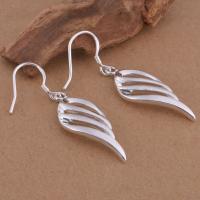 Brass Drop Earring, Wing Shape, real silver plated, for woman, lead & cadmium free 