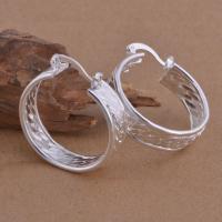 Brass Hoop Earring, Donut, real silver plated, for woman, lead & cadmium free 