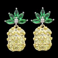 Cubic Zircon Brass Earring, Pineapple, plated, for woman & with cubic zirconia, nickel, lead & cadmium free 