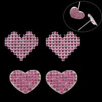 Brass Stud Earring, Heart, platinum plated & micro pave cubic zirconia & for woman, nickel, lead & cadmium free 
