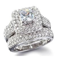 Латунь кольцо Установить, покрытый платиной, разный размер для выбора & Женский & с кубическим цирконием, 2ПК/указан, продается указан