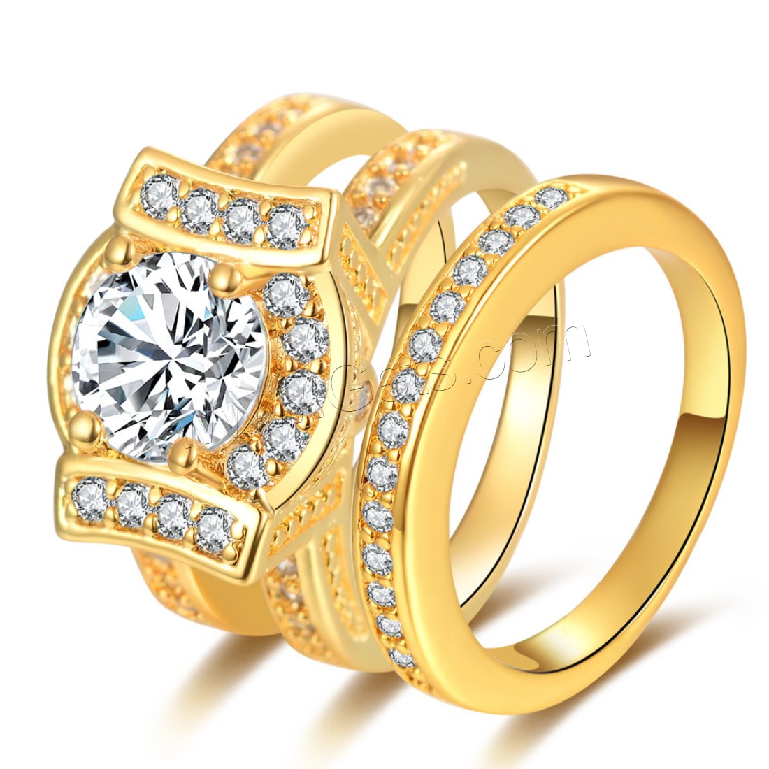 Латунь кольцо Установить, Другое покрытие, разный размер для выбора & Женский & с кубическим цирконием, Много цветов для выбора, 2ПК/указан, продается указан