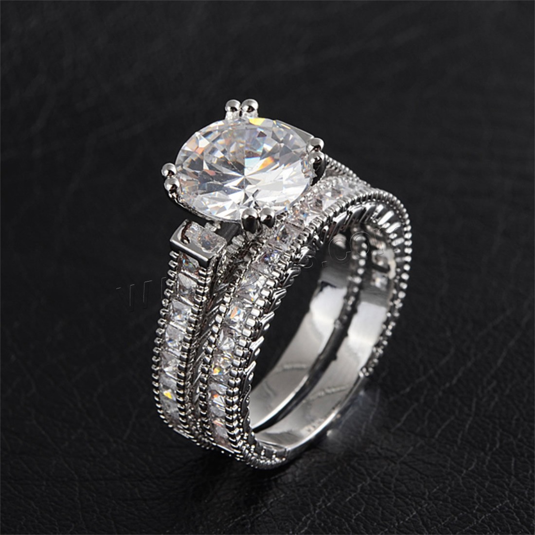 Brass Ring Set, platinum plated, different size for choice & for woman & with cubic zirconia, 2PCs/Lot, Sold By Lot