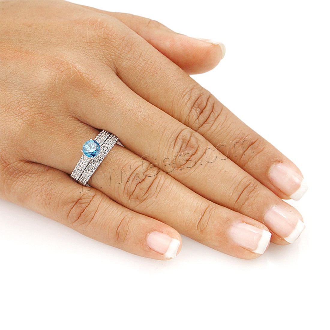 Brass Ring Set, platinum plated, different size for choice & for woman & with cubic zirconia, 2PCs/Lot, Sold By Lot
