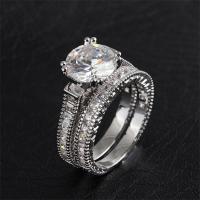 Латунь кольцо Установить, покрытый платиной, разный размер для выбора & Женский & с кубическим цирконием, 2ПК/Лот, продается Лот
