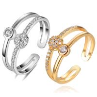 Cubic Zircon Brass Finger Ring, plated, adjustable & for woman & with cubic zirconia 8mm, US Ring 