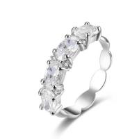 Cubic Zircon Brass Finger Ring, platinum plated, adjustable & for woman & with cubic zirconia, 5mm, US Ring 