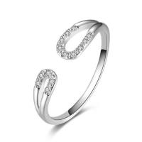 Cubic Zircon Brass Finger Ring, platinum plated, adjustable & for woman & with cubic zirconia, 9mm, US Ring 