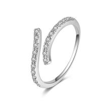 Cubic Zircon Brass Finger Ring, platinum plated, adjustable & for woman & with cubic zirconia, 7mm, US Ring 