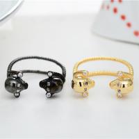 Zinc Alloy Finger Ring, Skull, plated, adjustable & for woman & with cubic zirconia US Ring 