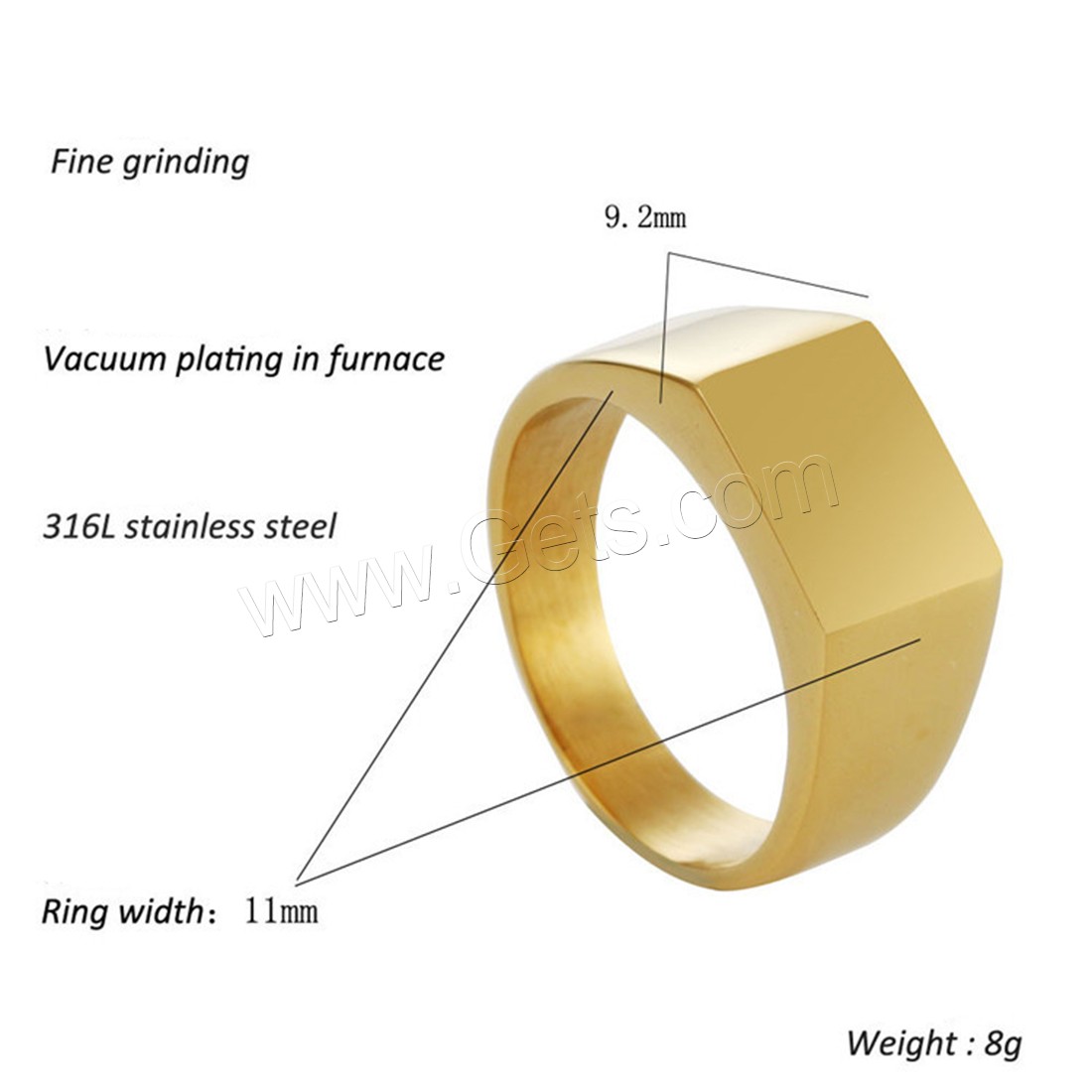 титан Кольцо, плакирован золотом, полировка & разный размер для выбора & Мужский, 11mm, продается PC