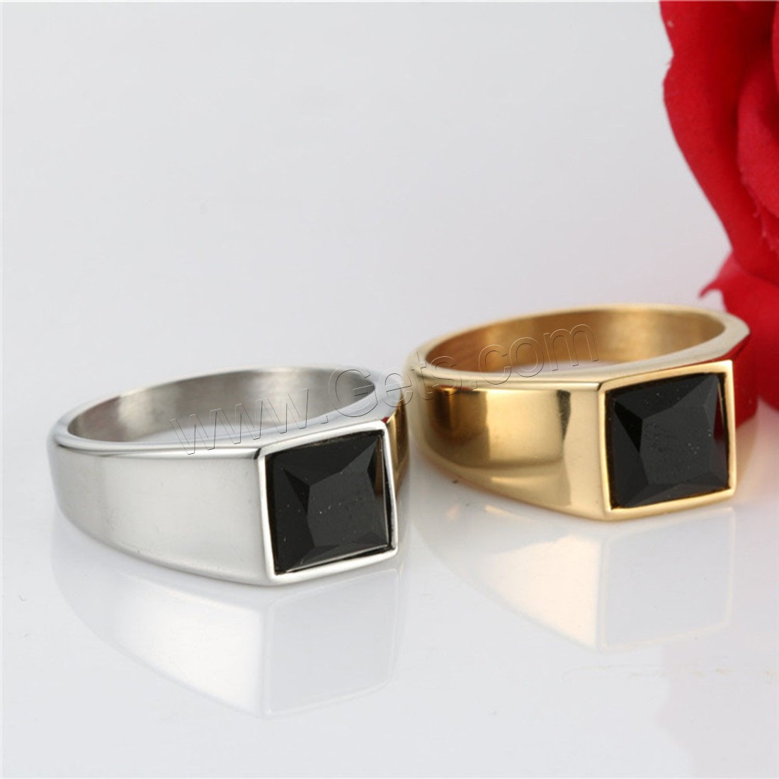 Titanium Steel Finger Ring, with Crystal, plated, polished & different size for choice & for woman, Random Color, 10mm, Sold By PC