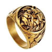 Titanium Steel Finger Ring, Lion, plated & for man & blacken 18mm 