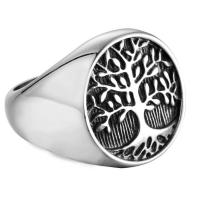 Titanium Steel Finger Ring, Tree & for man & blacken, 13mm 