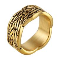 Titanium Steel Finger Ring, gold color plated & for man & blacken, 10mm 