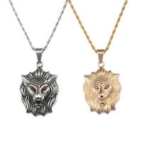 Titanium Steel Pendants, Lion, gold color plated, with rhinestone & blacken Approx 6mm 