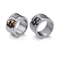 Titanium Steel Finger Ring, Skull, plated & for man & blacken 13mm 
