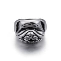 Titanium Steel Finger Ring, Dog & for man & blacken, 7mm 