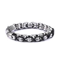 Stainless Steel Bracelet, with Leather, for man, original color, 10mm Approx 8.5 Inch 
