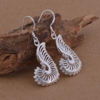 Brass Drop Earring, Peacock, real silver plated, for woman, lead & cadmium free 