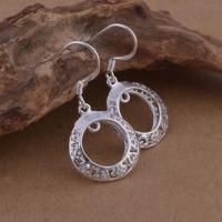 Brass Drop Earring, Donut, real silver plated, for woman, lead & cadmium free 