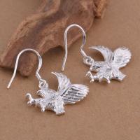 Brass Drop Earring, Eagle, real silver plated, for woman, lead & cadmium free 
