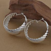 Brass Hoop Earring, real silver plated, for woman, lead & cadmium free 
