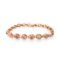 Cubic Zirconia Brass Bracelets, real rose gold plated, for woman & with cubic zirconia Approx 6.5 Inch 