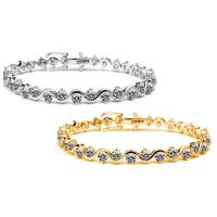 Cubic Zirconia Brass Bracelets, Zinc Alloy, plated, for woman & with cubic zirconia Approx 6.7 Inch 