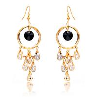 Zinc Alloy Tassel Earring, with Resin, gold color plated, for woman & with cubic zirconia 